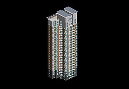 簡約風(fēng)格高層住宅樓3D模型素材