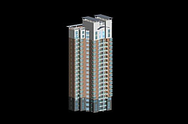 簡潔風(fēng)格高層住宅樓3D模型素材