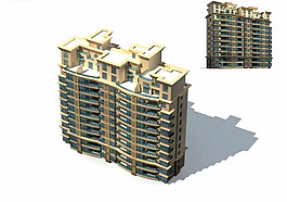 現(xiàn)代簡(jiǎn)約風(fēng)格高層住宅樓3D模型素材