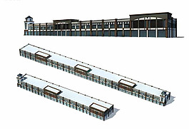 欧式商业大厦裙楼3D模型设计