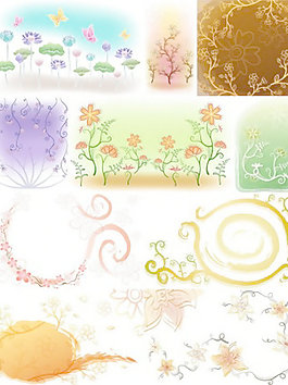 鮮花的手繪背景矢量案例2