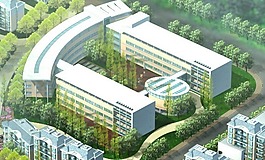 學校教學樓建筑群鳥瞰效果圖設計