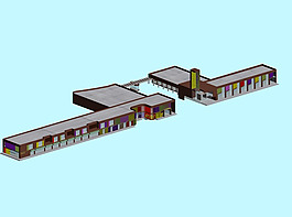 现代商业街建筑群3D模型设计