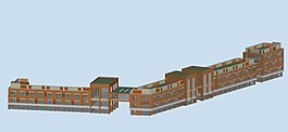 沿街欧式商业建筑群3D模型设计