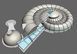 蝸牛殼式藝術風格公建建筑3D模型