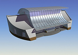 圓弧式藝術風格公建建筑3D模型