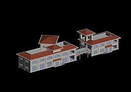 西式住宅樓建筑群3D模型設(shè)計(jì)