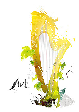 水墨風(fēng)豎琴