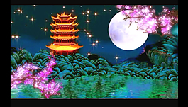 月亮黄鹤楼视频素材
