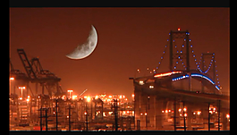 城市夜景月亮燈光視頻
