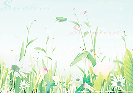 春天花草場景