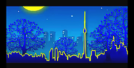 卡通月亮星光城市視頻