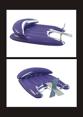 紫色皮劃艇3d模型