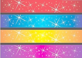 4款彩色背景星星矢量素材