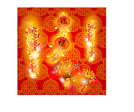 中國風春節鞭炮春節扇子燈籠