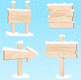 積雪中的指示路牌矢量素材