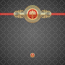 方格金色花纹矢量图