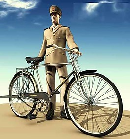 騎自行車的警察模型