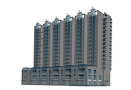 现代高层商业大厦建筑群3D模型设计