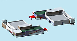 現代風簡單廠房設計3D模型