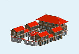 中國風設計別墅建筑3d效果圖