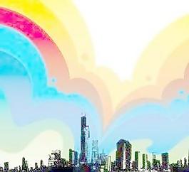 豐富多彩的城市背景矢量插畫