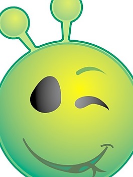 微笑的綠色外星人眨眼剪貼畫