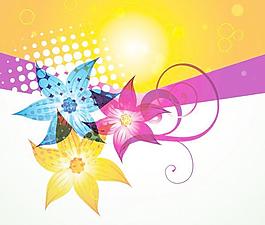 矢量時尚彩色動感花紋素材