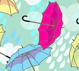 矢量素材雨傘插畫背景