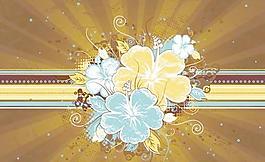 矢量素材精美花卉放射背景