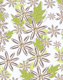 矢量素材線描彩繪花卉