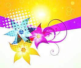 矢量絢麗花朵抽象背景素材