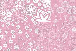 白描圖案背景矢量圖