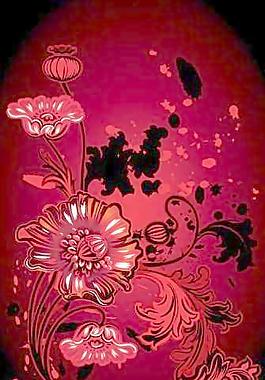 潮流紅色花紋花卉矢量圖