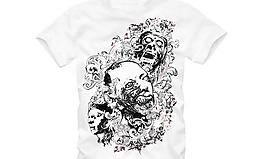 骷髏頭t-shirt歐式潮流花紋圖案矢量圖