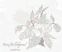 矢量線描花朵背景淡雅素材