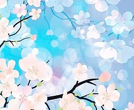 夢幻唯美繽紛花朵矢量素材