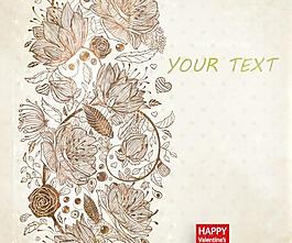 復古線稿花卉背景矢量圖4