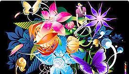 炫彩蝴蝶花纹矢量素材
