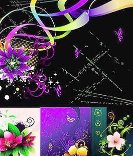 精美時(shí)尚花卉花朵矢量圖