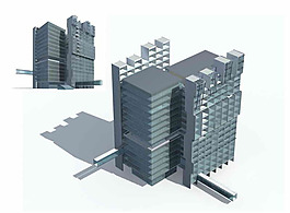 現(xiàn)代高層商業(yè)中心建筑群3D模型