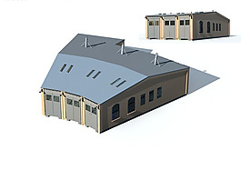 不规则梯形欧式建筑3D模型图