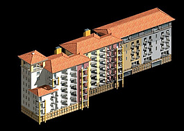 歐式現代風格尖頂公共建筑3D模型