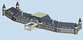 歐式曲線城堡式風(fēng)格建筑3D模型圖
