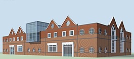 歐式方形尖頂風(fēng)格建筑3D模型圖