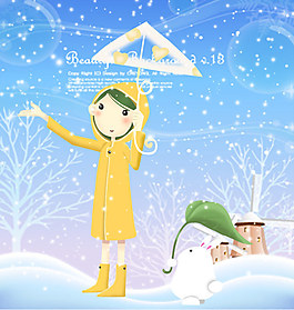 卡通女孩插畫psd素材