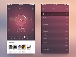 iOS7電臺UI界面PSD素材