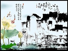 水墨寫(xiě)意國(guó)畫(huà)psd素材