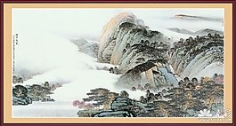 山水中堂畫psd素材