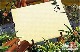 綠色藤類植物、畫板等psd素材